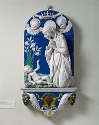 Adoracja Dziewicy (Madonna z liliami) ok. 1490 (terakota szkliwiona)